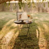 Slatted Wood Top Round Metal Legs