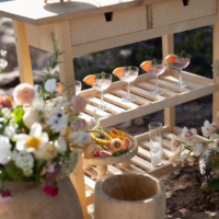 Blonde Bar Cart on Wheels